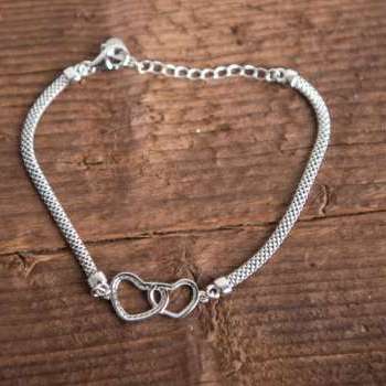 Bracciale Medusa in argento con fantasia Doppio cuore