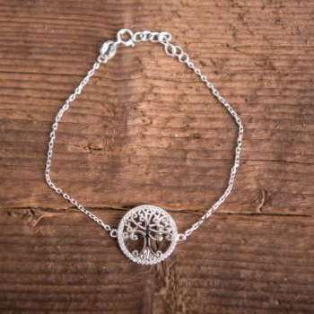 Bracciale Medusa in argento con fantasia Albero della vita con zirconi