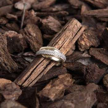 Anello in oro giallo con fascia di zirconi